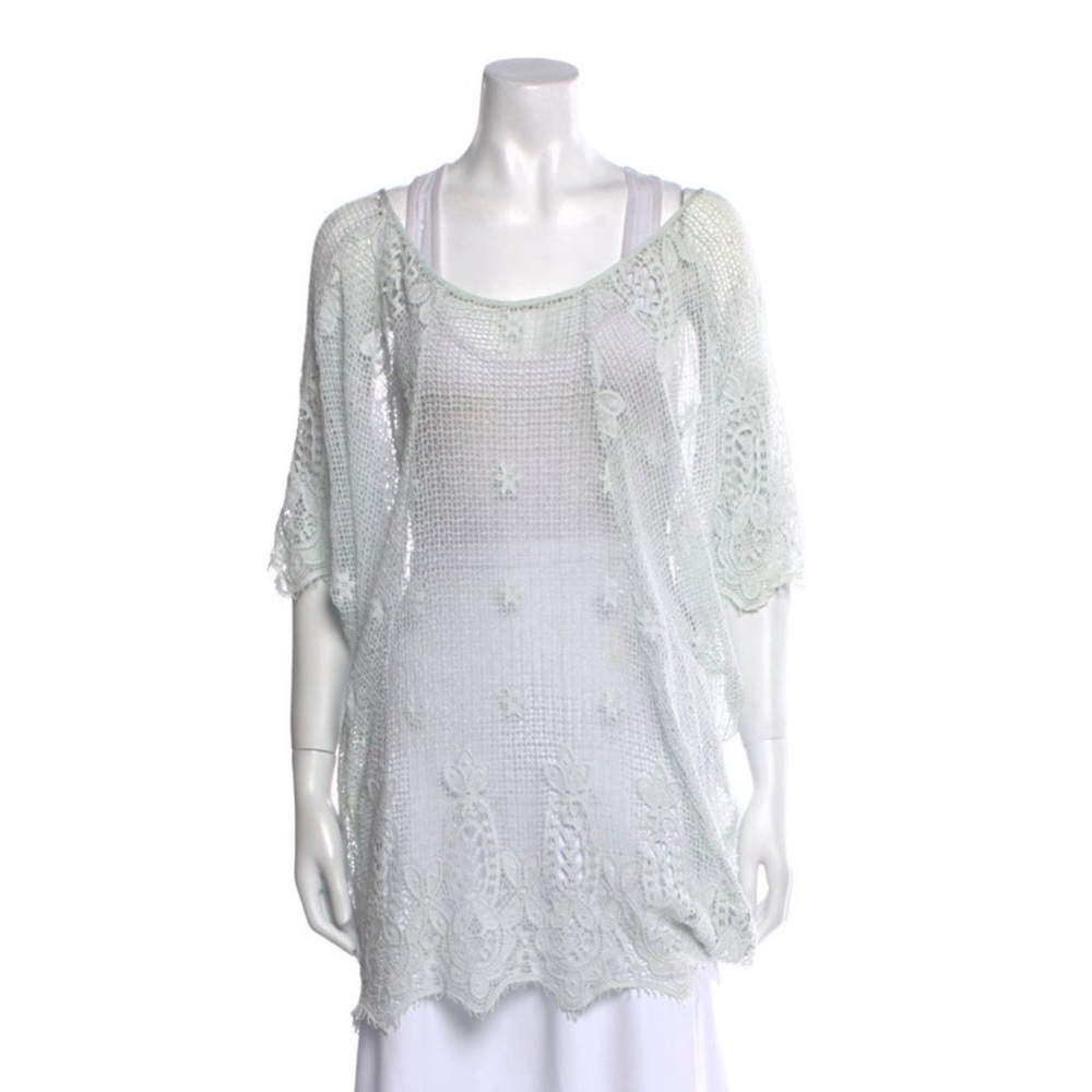 Miguelina Light Green Lace Overlay Dress